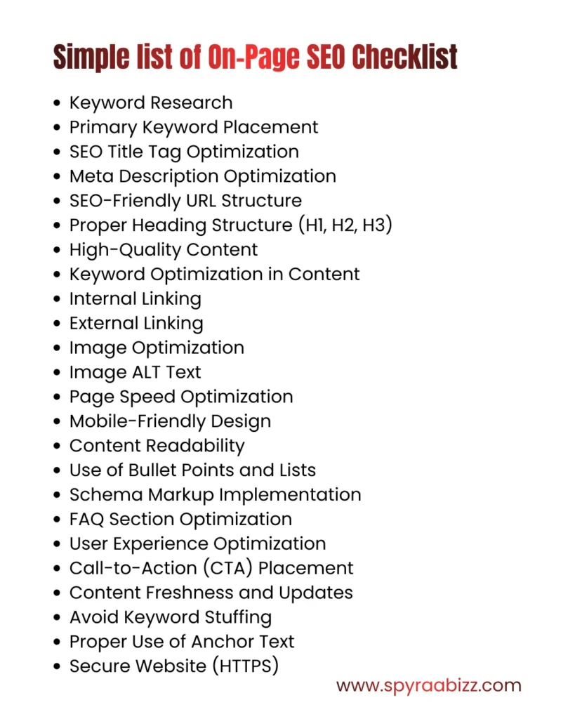 Simple On Page SEO Checklist 2026