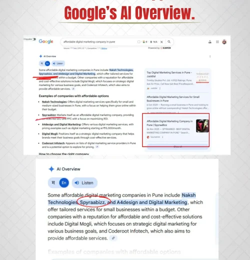 Search Engine Optimization results achieved by SpyraaBizz in Pune